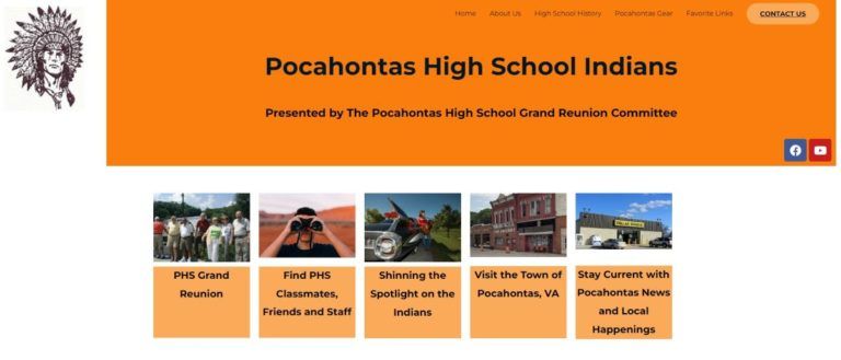 Screen shot of Pocahontas High School Indians Web Page