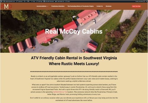 Screen Shot of Real McCoy Cabin website